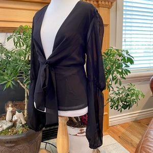 Gorgeous silky dress top with puffed sleeves